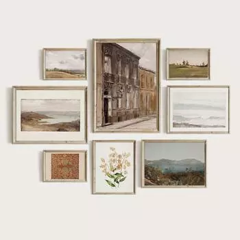 Винтажные постеры Европа Галерея Настенная печать Ретро Цветочный эскиз Картина на холсте Нейтральная французская деревенская настенная картина Домашний декор 21x30cm No Framed