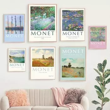Винтажные постеры с цветочным пейзажем Master Monet, принты, настенная живопись на холсте, скандинавские настенные картины для гостиной, домашний декор 21x30cm No Framed