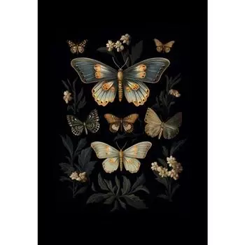 Винтажные постеры в стиле дарк-академия с изображением мотыльков, викторианская готика, иллюстрация насекомых, холст, настенные принты, картина для комнаты, домашний декор 21cm30cm NoFrame