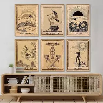 Винтажные потрясающие настенные картины Таро, идеальные классические картины на холсте и печать, HD изображение для гостиной, домашний декор, безрамные подарки 21x30cm No Framed