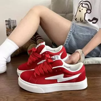 Винтажные повседневные кроссовки женские 2024 High Street лето и осень новая модная женская обувь спортивная классическая обувь для спорта и отдыха на открытом воздухе 35 красный