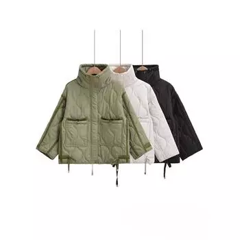 Винтажные повседневные однотонные женские свободные куртки с карманами на молнии, водолазки, толстые пальто, новая мода 2024 года, верхняя одежда из осенне-зимней коллекции XS зелёный