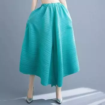 Винтажные повседневные свободные летние широкие брюки с высокой талией больших размеров, женские брюки небесно-голубой