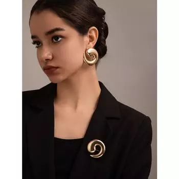 Винтажные простые глянцевые геометрические серьги-гвоздики с запятой, броши для женщин, модные креативные полые серьги-улитки, наборы ювелирных украшений