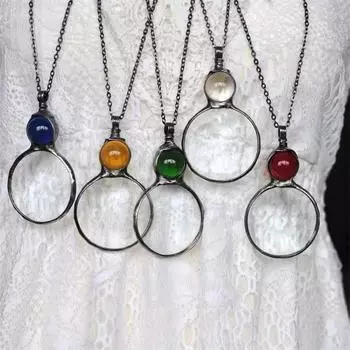 Винтажные простые разноцветные ожерелья Grands Loupe для женщин, подарочные украшения на День матери, увеличительное стекло, аксессуары для усилителей красный