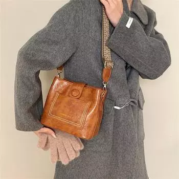 Винтажные простые сумки-ведра из искусственной кожи для женщин, роскошная дизайнерская сумка через плечо для женщин, черная сумка через плечо