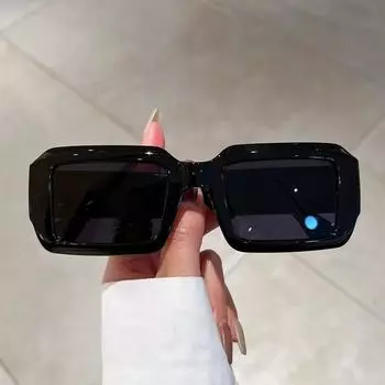 Винтажные прямоугольные солнцезащитные очки, модные квадратные очки ярких цветов, модные ретро женские брендовые дизайнерские солнцезащитные очки UV400 чёрный