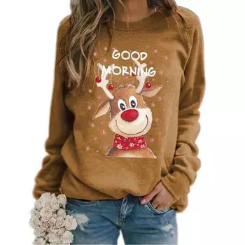 Винтажные пуловеры с принтом Санта-Клауса, женские рождественские повседневные свободные тонкие толстовки с капюшоном, женская толстовка с 3d буквами оленя S