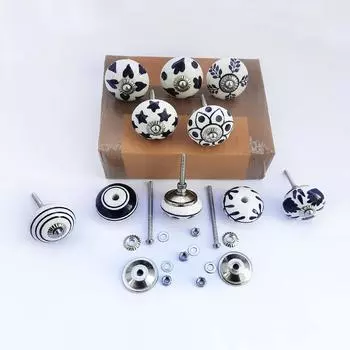 Винтажные расписанные вручную керамические ручки-пуговицы для кухонного шкафа, двери и ящика, гардероба, буфета (Набор из 10)