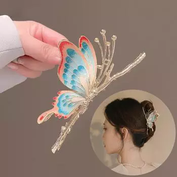 Винтажные расписные женские заколки-карабеи для волос в виде бабочек, заколки для волос для девочек, большие размеры, модные заколки-шапки, аксессуары для волос