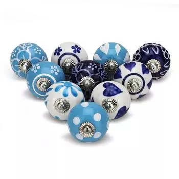 Винтажные разноцветные керамические ручки для ящиков, дверные ручки и тяги для кухонных шкафов, гардероба и буфетов - Упаковка из 10 штук