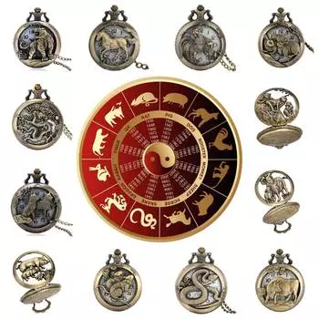 Винтажные ретро антикварные китайские двенадцати зодиакальные дизайн животных кварцевые карманные часы унисекс для мужчин и женщин ожерелье кулон часы цепочка классический циферблат ювелирные изделия подарок x1