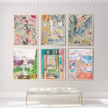 Винтажные Ретро постеры и принты Анри Матисса, абстрактный пейзаж, настенная живопись на холсте, картины для гостиной, домашний декор 21x30cm No Framed красный