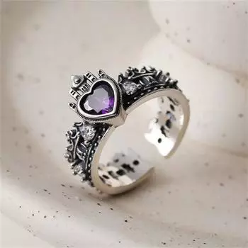 Винтажные ретро регулируемые открытые кольца с короной женские геометрические аксессуары индивидуальные украшения для женщин