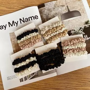 Винтажные резинки для волос из атласа с леопардовым принтом, набор эластичных резинок для волос, модная повязка на голову, завязки на хвост, веревка, аксессуары для волос