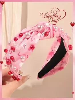 Винтажные резинки для волос модные резинки для волос с жемчугом для девочек повязка на голову женская широкая резинка для волос с узлом в форме сердца на День святого Валентина вечерние аксессуары для волос