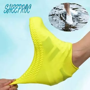 Винтажные резиновые сапоги унисекс с многоразовыми латексными водонепроницаемыми чехлами от дождя S(26-32) белый