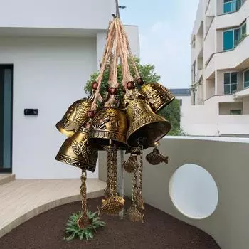 Винтажные резные колокольчики для ветра, китайские колокольчики фэн-шуй, благословение, удача, фортуна, подвесные колокольчики для ветра, подвесные украшения для дома на открытом воздухе