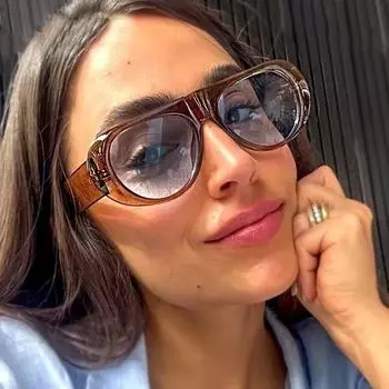 Винтажные роскошные брендовые дизайнерские большие солнцезащитные очки для женщин и мужчин, большая оправа, ветрозащитная, популярные панк-солнцезащитные очки UV400 чёрный