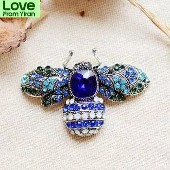 Винтажные роскошные броши в виде пчелы для женщин, женские модные значки в виде насекомых со стразами, изысканные броши, булавки, ювелирные изделия для офиса красный