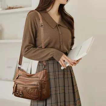 Винтажные роскошные кошельки и сумки из искусственной кожи, высококачественные женские сумки, дизайнерские женские сумки через плечо с несколькими карманами 25*9*18cm красный