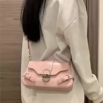 Винтажные розовые сумки через плечо женские элегантные кожаные сумки High Street женские ретро повседневные сумки через плечо