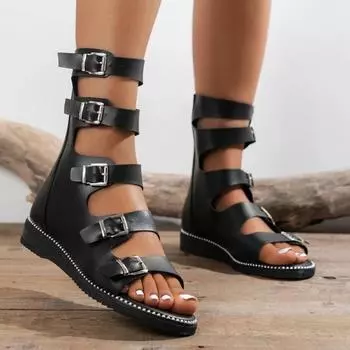 Винтажные сандалии Zapatos de cuero для женщин, повседневные сандалии hechas a mano, сандалии de diseo de lujo, verano 35 чёрный