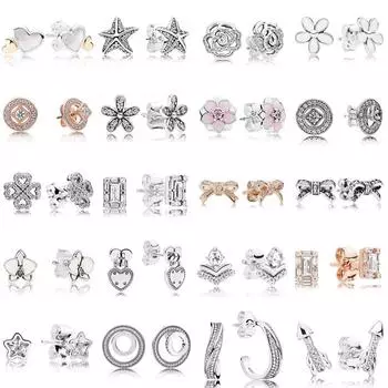 Винтажные серьги Allure Forever Circle Signature из стерлингового серебра 925 пробы с кристаллами и кристаллами для женщин, модные украшения белый