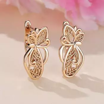Винтажные серьги-бабочки для женщин золотого цвета, роскошные элегантные свадебные модные ювелирные изделия, подарки золотой