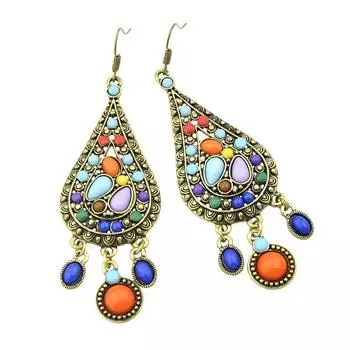 Женские висячие серьги в богемном стиле