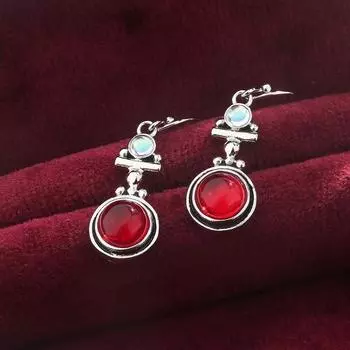Винтажные серьги для женщин Подарок на годовщину с красным цирконием Ювелирные изделия Премиум Серьги Серьги Модные ювелирные изделия красный