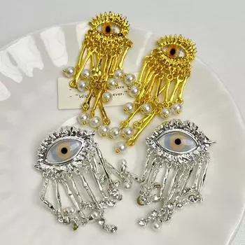 Винтажные серьги «Глаз дьявола» Увеличенное кольцо «Глаз дьявола» Ювелирные изделия в виде сережек-гвоздиков «Глаза демона» Golden Earrings