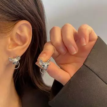 Винтажные серьги-гвоздики для девочек в стиле ниши, серьги в корейском стиле, женские готические серьги-гвоздики серебряный