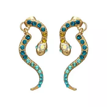 Винтажные серьги-гвоздики с бриллиантами в форме змеи One Size
