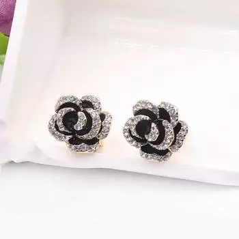 Винтажные серьги-гвоздики с цветком розы для женщин, новые модные украшения из кристаллов, рождественские подарки