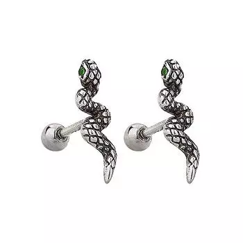 Винтажные серьги-гвоздики Serpentine Серьги Viper Green Diamond Винтажный средневековый дизайн Spice Girls Крутые серьги copper (retro color with screw beads)