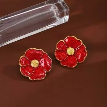 Винтажные серьги-гвоздики в виде цветов с красными лепестками — уникальные и очаровательные модные серьги для женщин красный
