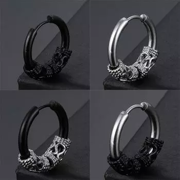 Винтажные серьги из нержавеющей стали с узором тибетского дракона, серьги-гвоздики с геометрическим рисунком в стиле панк, ювелирные изделия для ушей, вечерние подарки для женщин и мужчин 1pcs