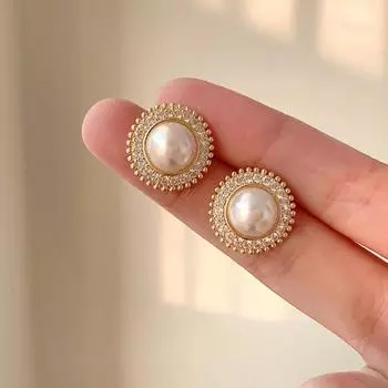 Винтажные серьги из серебра 925 пробы с жемчугом и бриллиантами: Элегантный роскошный стиль для женщин