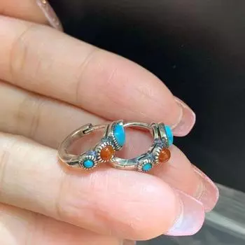 Винтажные серьги из стерлингового серебра 925 пробы, натуральные необработанные минеральные бирюзовые серьги для женщин