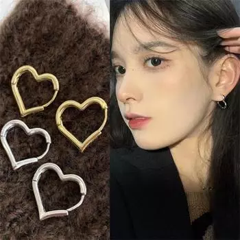 Винтажные серьги из стерлингового серебра 925 пробы с сердечками для женщин, модные серьги, предотвращающие аллергию, аксессуары для вечеринок 2Pcs золотой