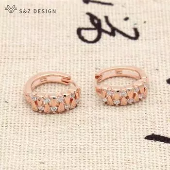 Винтажные серьги-капли цвета розового золота с кубическим цирконием для женщин и девочек, повседневные аксессуары, ювелирные изделия, подарки