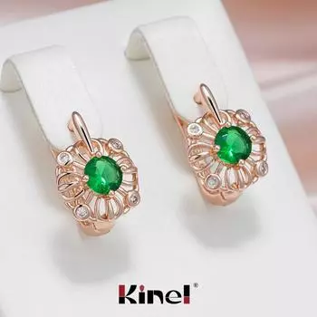 Винтажные серьги-капли Kinel с зеленым цирконом для женщин, милые модные ювелирные украшения