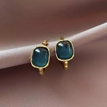 Винтажные серьги-капли с синим камнем для женщин, модные серьги-кольца золотого цвета, ювелирные изделия для свадебной вечеринки синий