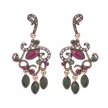 Винтажные серьги-капли, старинные золотые турецкие украшения, синие акриловые длинные серьги-подвески 5.0cm by 3.0cm синий