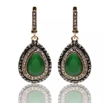 Турецкие ретро серьги для женщин зелёный