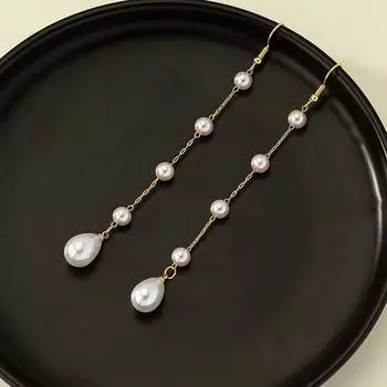 Винтажные серьги-кисточки из пресноводного жемчуга в корейском стиле для женщин