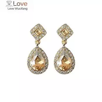 Винтажные серьги-клипсы с каплями воды шампанского цвета со стразами для женщин без пирсинга женственность свадебная вечеринка ювелирные изделия подарок