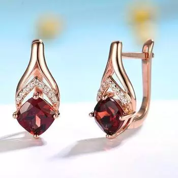 Винтажные серьги-клипсы золотого цвета в форме капли для женщин, серьги с красным камнем, подарок на свадьбу, помолвку, годовщину синий