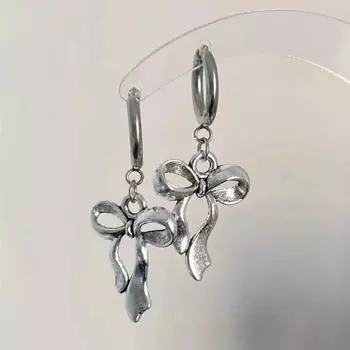 Винтажные серьги-кольца с подвеской и бантом для женщин Egirl, необычные корейские модные серьги с эстетическим бантом, Y2K, ювелирные аксессуары